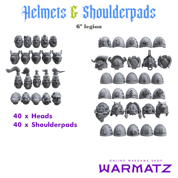 Helmets & Shoulderpads Pack for uncustom armies: 6th Legion S.W