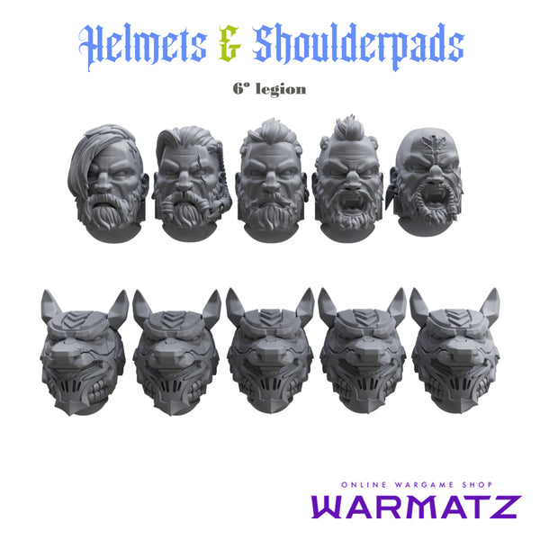 Helmets & Shoulderpads Pack for uncustom armies: 6th Legion S.W