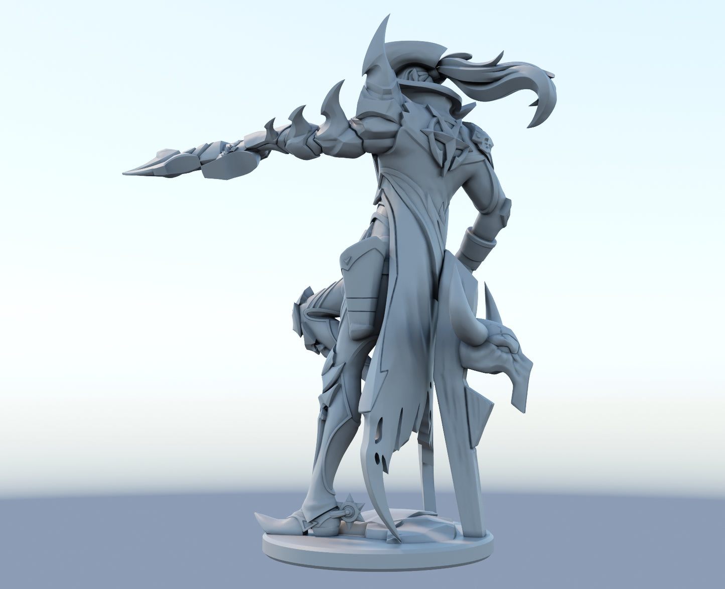 High Noon Lucian 3D-printed League of Legends champion figure. Decorate your gaming setup or home with your favorite League of Legends champion! Choose between the unpainted version, perfect for you to paint yourself, or the hand-painted version by a professional painter. Order your figure today!