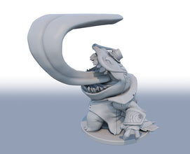 Tahm Kench 3D-printed League of Legends champion figure. Decorate your gaming setup or home with your favorite League of Legends champion! Choose between the unpainted version, perfect for you to paint yourself, or the hand-painted version by a professional painter. Order your figure today!