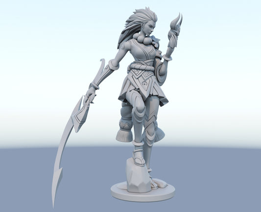 Blood Moon Diana 3D-printed League of Legends champion figure. Decorate your gaming setup or home with your favorite League of Legends champion! Choose between the unpainted version, perfect for you to paint yourself, or the hand-painted version by a professional painter. Order your figure today!