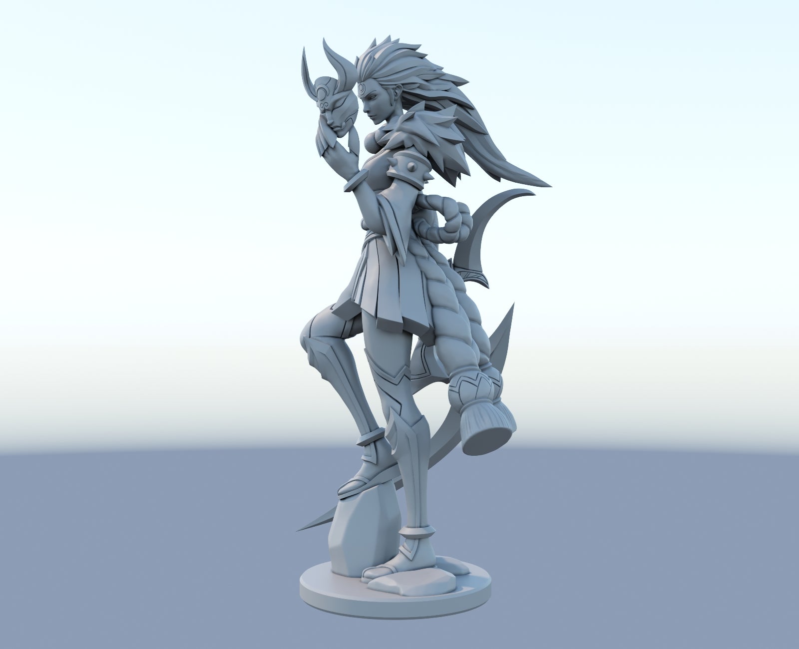 Blood Moon Diana 3D-printed League of Legends champion figure. Decorate your gaming setup or home with your favorite League of Legends champion! Choose between the unpainted version, perfect for you to paint yourself, or the hand-painted version by a professional painter. Order your figure today!