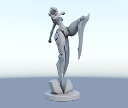 Camille 3D-printed League of Legends champion figure. Decorate your gaming setup or home with your favorite League of Legends champion! Choose between the unpainted version, perfect for you to paint yourself, or the hand-painted version by a professional painter. Order your figure today!