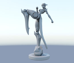 Camille 3D-printed League of Legends champion figure. Decorate your gaming setup or home with your favorite League of Legends champion! Choose between the unpainted version, perfect for you to paint yourself, or the hand-painted version by a professional painter. Order your figure today!