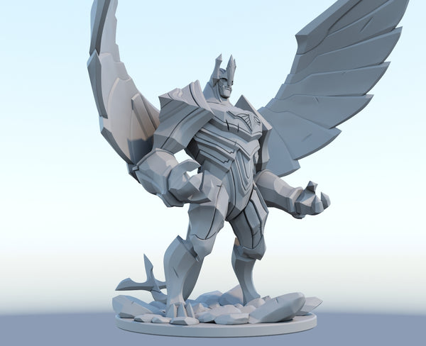 Galio 3D-printed League of Legends champion figure. Decorate your gaming setup or home with your favorite League of Legends champion! Choose between the unpainted version, perfect for you to paint yourself, or the hand-painted version by a professional painter. Order your figure today!