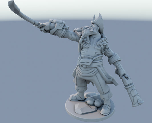 Gangplank 3D-printed League of Legends champion figure. Decorate your gaming setup or home with your favorite League of Legends champion! Choose between the unpainted version, perfect for you to paint yourself, or the hand-painted version by a professional painter. Order your figure today!