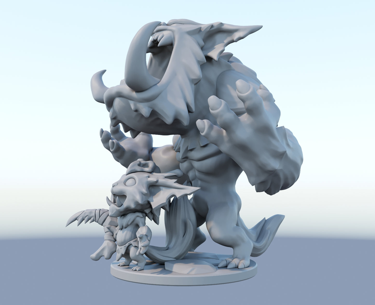 Gnar 3D-printed League of Legends champion figure. Decorate your gaming setup or home with your favorite League of Legends champion! Choose between the unpainted version, perfect for you to paint yourself, or the hand-painted version by a professional painter. Order your figure today!