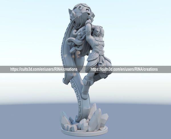 Illaoi 3D-printed League of Legends champion figure. Decorate your gaming setup or home with your favorite League of Legends champion! Choose between the unpainted version, perfect for you to paint yourself, or the hand-painted version by a professional painter. Order your figure today!