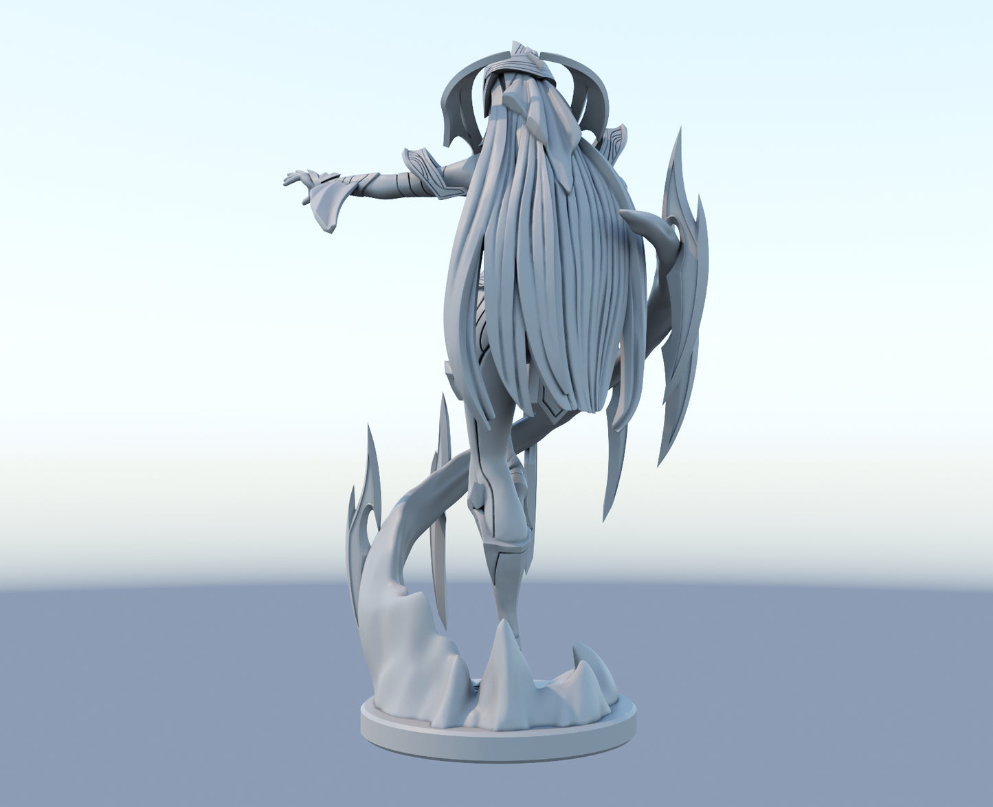 Irelia 3D-printed League of Legends champion figure. Decorate your gaming setup or home with your favorite League of Legends champion! Choose between the unpainted version, perfect for you to paint yourself, or the hand-painted version by a professional painter. Order your figure today!