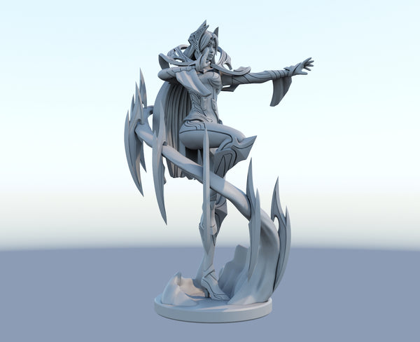 Irelia 3D-printed League of Legends champion figure. Decorate your gaming setup or home with your favorite League of Legends champion! Choose between the unpainted version, perfect for you to paint yourself, or the hand-painted version by a professional painter. Order your figure today!