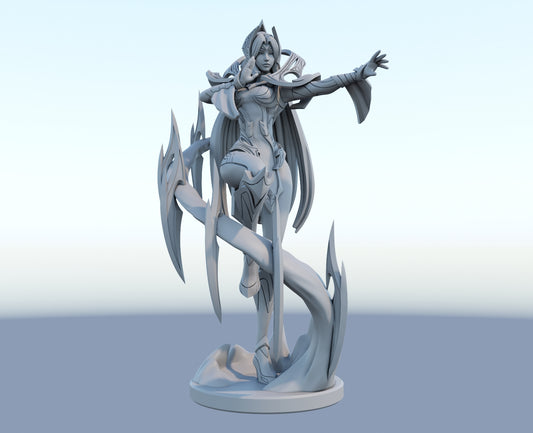 Irelia 3D-printed League of Legends champion figure. Decorate your gaming setup or home with your favorite League of Legends champion! Choose between the unpainted version, perfect for you to paint yourself, or the hand-painted version by a professional painter. Order your figure today!