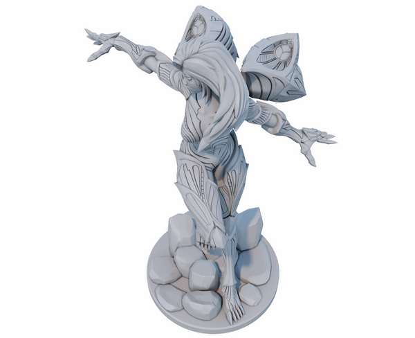 Kaisa 3D-printed League of Legends champion figure. Decorate your gaming setup or home with your favorite League of Legends champion! Choose between the unpainted version, perfect for you to paint yourself, or the hand-painted version by a professional painter. Order your figure today!