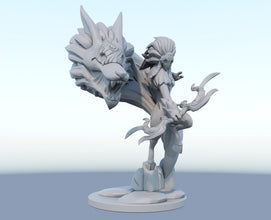 Kindred 3D-printed League of Legends champion figure. Decorate your gaming setup or home with your favorite League of Legends champion! Choose between the unpainted version, perfect for you to paint yourself, or the hand-painted version by a professional painter. Order your figure today!