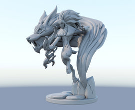 Kindred 3D-printed League of Legends champion figure. Decorate your gaming setup or home with your favorite League of Legends champion! Choose between the unpainted version, perfect for you to paint yourself, or the hand-painted version by a professional painter. Order your figure today!