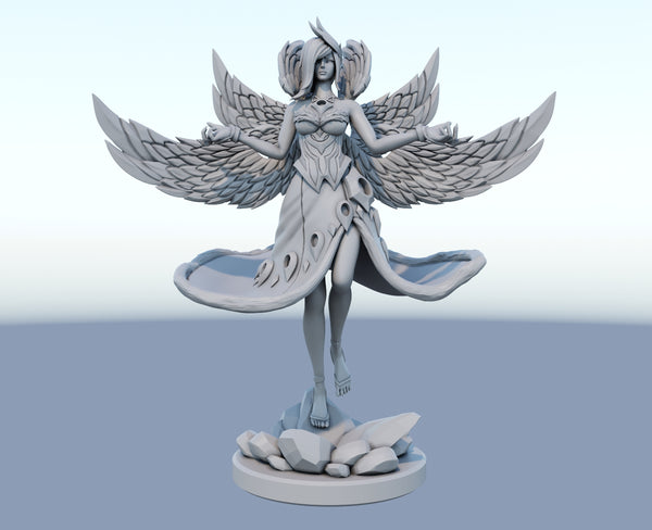 Morgana 3D-printed League of Legends champion figure. Decorate your gaming setup or home with your favorite League of Legends champion! Choose between the unpainted version, perfect for you to paint yourself, or the hand-painted version by a professional painter. Order your figure today!