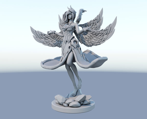 Morgana 3D-printed League of Legends champion figure. Decorate your gaming setup or home with your favorite League of Legends champion! Choose between the unpainted version, perfect for you to paint yourself, or the hand-painted version by a professional painter. Order your figure today!