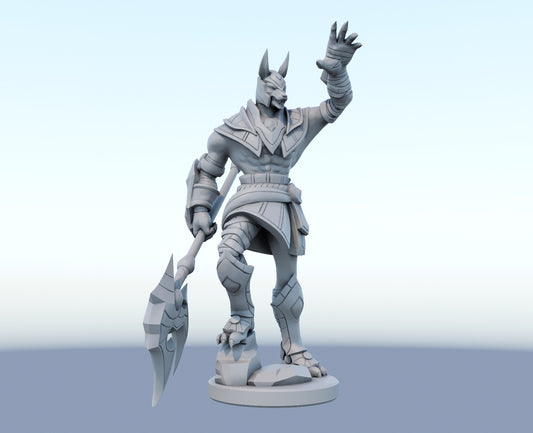 Nasus 3D-printed League of Legends champion figure. Decorate your gaming setup or home with your favorite League of Legends champion! Choose between the unpainted version, perfect for you to paint yourself, or the hand-painted version by a professional painter. Order your figure today!