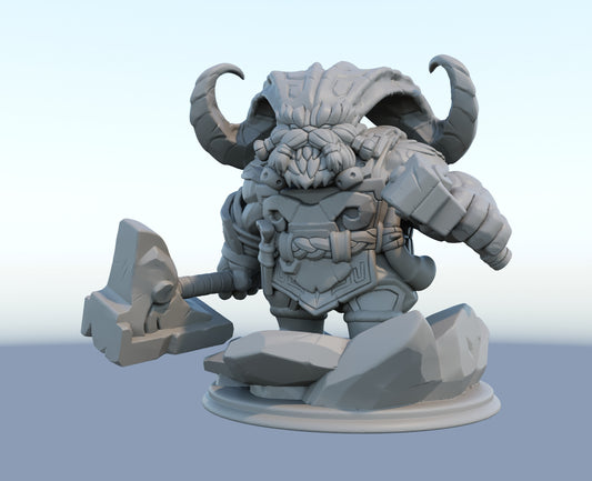 Ornn 3D-printed League of Legends champion figure. Decorate your gaming setup or home with your favorite League of Legends champion! Choose between the unpainted version, perfect for you to paint yourself, or the hand-painted version by a professional painter. Order your figure today!
