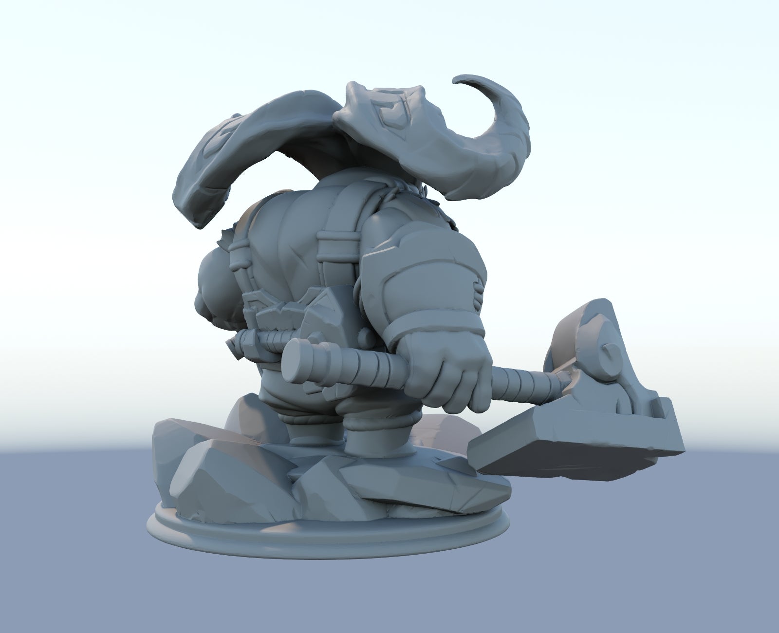 Ornn 3D-printed League of Legends champion figure. Decorate your gaming setup or home with your favorite League of Legends champion! Choose between the unpainted version, perfect for you to paint yourself, or the hand-painted version by a professional painter. Order your figure today!