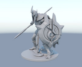 Pantheon 3D-printed League of Legends champion figure. Decorate your gaming setup or home with your favorite League of Legends champion! Choose between the unpainted version, perfect for you to paint yourself, or the hand-painted version by a professional painter. Order your figure today!