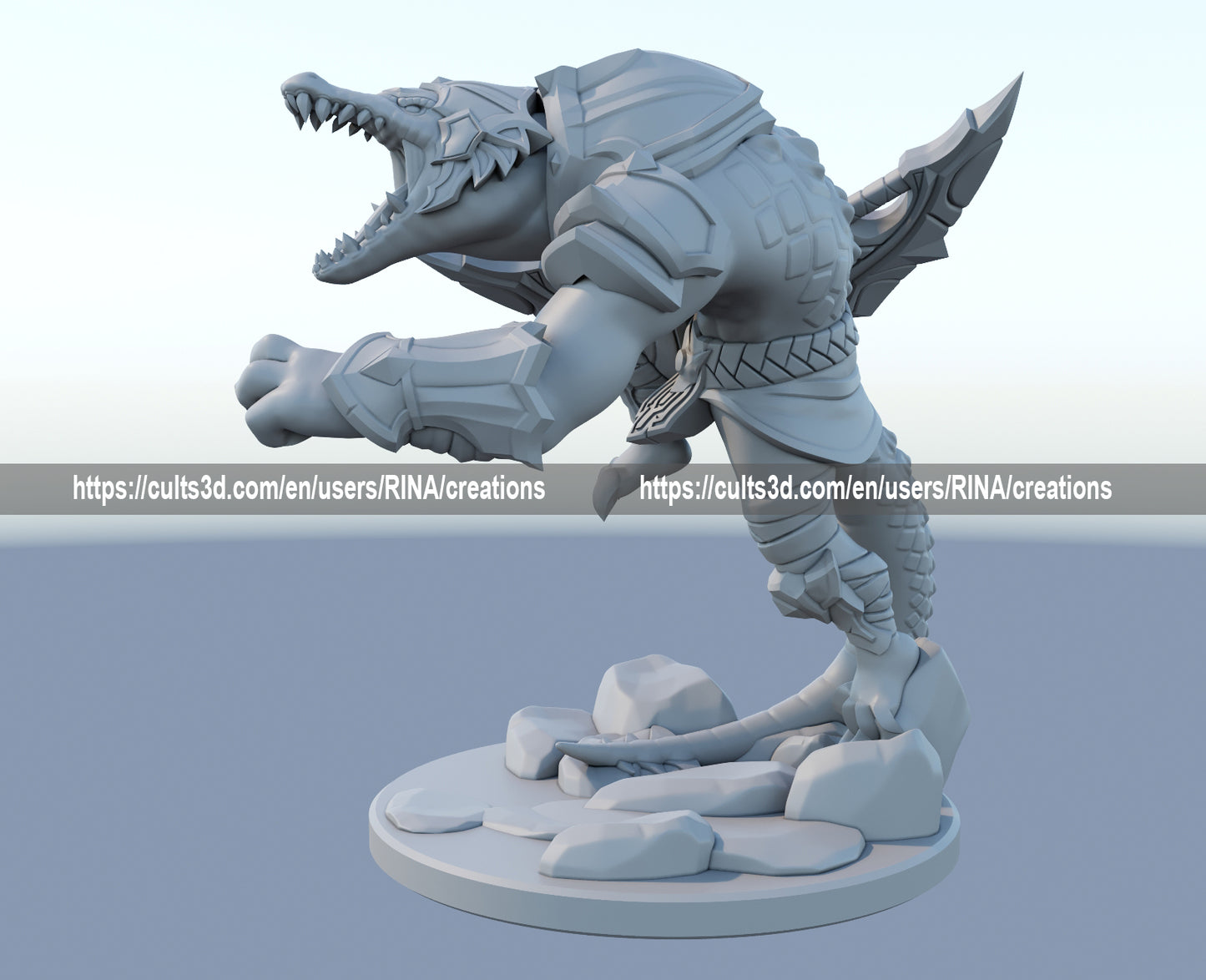 Renekton 3D-printed League of Legends champion figure. Decorate your gaming setup or home with your favorite League of Legends champion! Choose between the unpainted version, perfect for you to paint yourself, or the hand-painted version by a professional painter. Order your figure today!