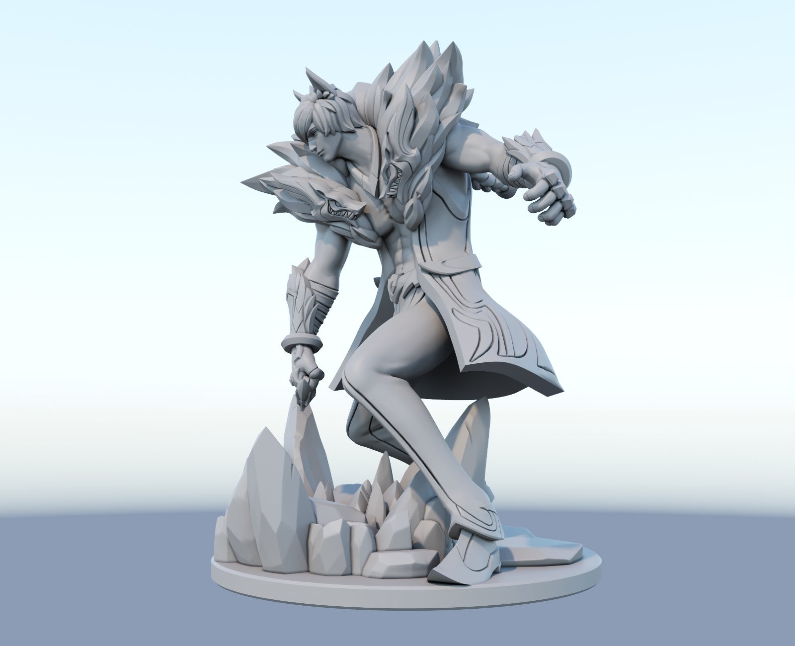 Sett 3D-printed League of Legends champion figure. Decorate your gaming setup or home with your favorite League of Legends champion! Choose between the unpainted version, perfect for you to paint yourself, or the hand-painted version by a professional painter. Order your figure today!