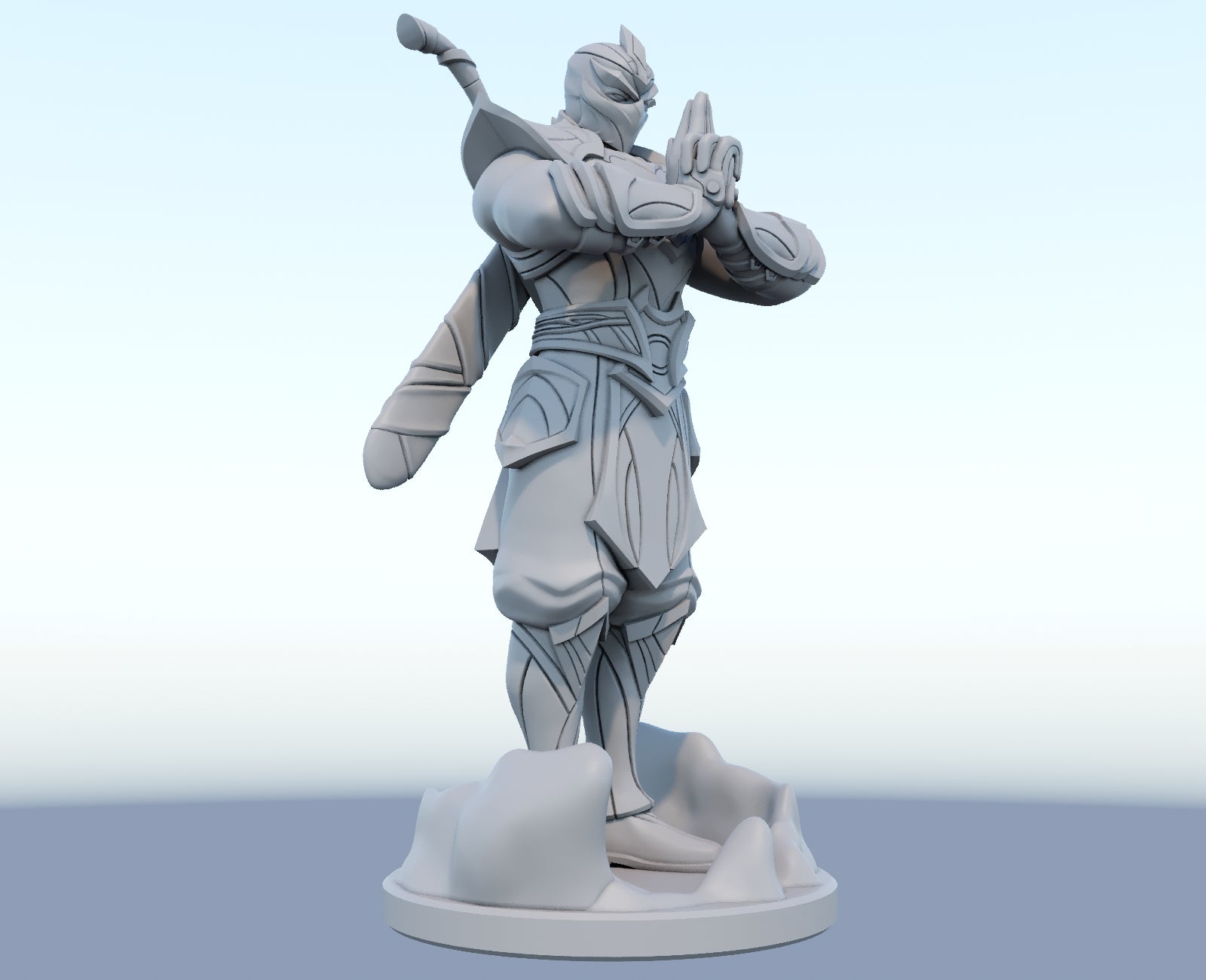 Shen 3D-printed League of Legends champion figure. Decorate your gaming setup or home with your favorite League of Legends champion! Choose between the unpainted version, perfect for you to paint yourself, or the hand-painted version by a professional painter. Order your figure today!