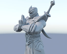 Shen 3D-printed League of Legends champion figure. Decorate your gaming setup or home with your favorite League of Legends champion! Choose between the unpainted version, perfect for you to paint yourself, or the hand-painted version by a professional painter. Order your figure today!