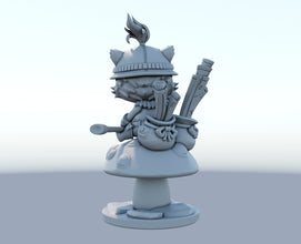 Teemo 3D-printed League of Legends champion figure. Decorate your gaming setup or home with your favorite League of Legends champion! Choose between the unpainted version, perfect for you to paint yourself, or the hand-painted version by a professional painter. Order your figure today!