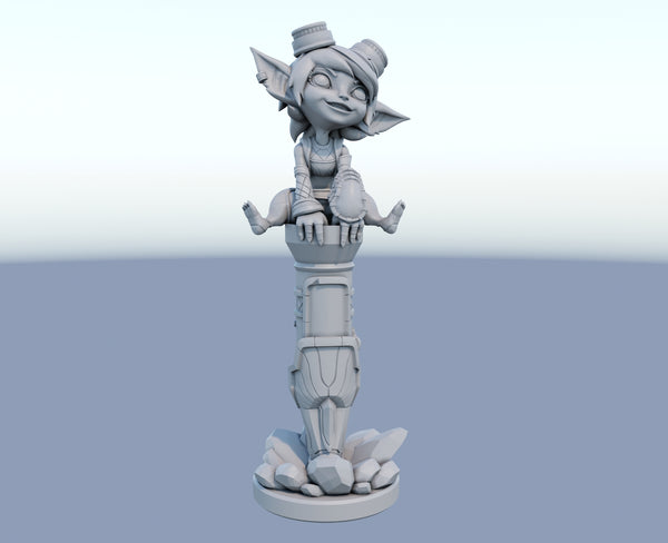 Tristana 3D-printed League of Legends champion figure. Decorate your gaming setup or home with your favorite League of Legends champion! Choose between the unpainted version, perfect for you to paint yourself, or the hand-painted version by a professional painter. Order your figure today!