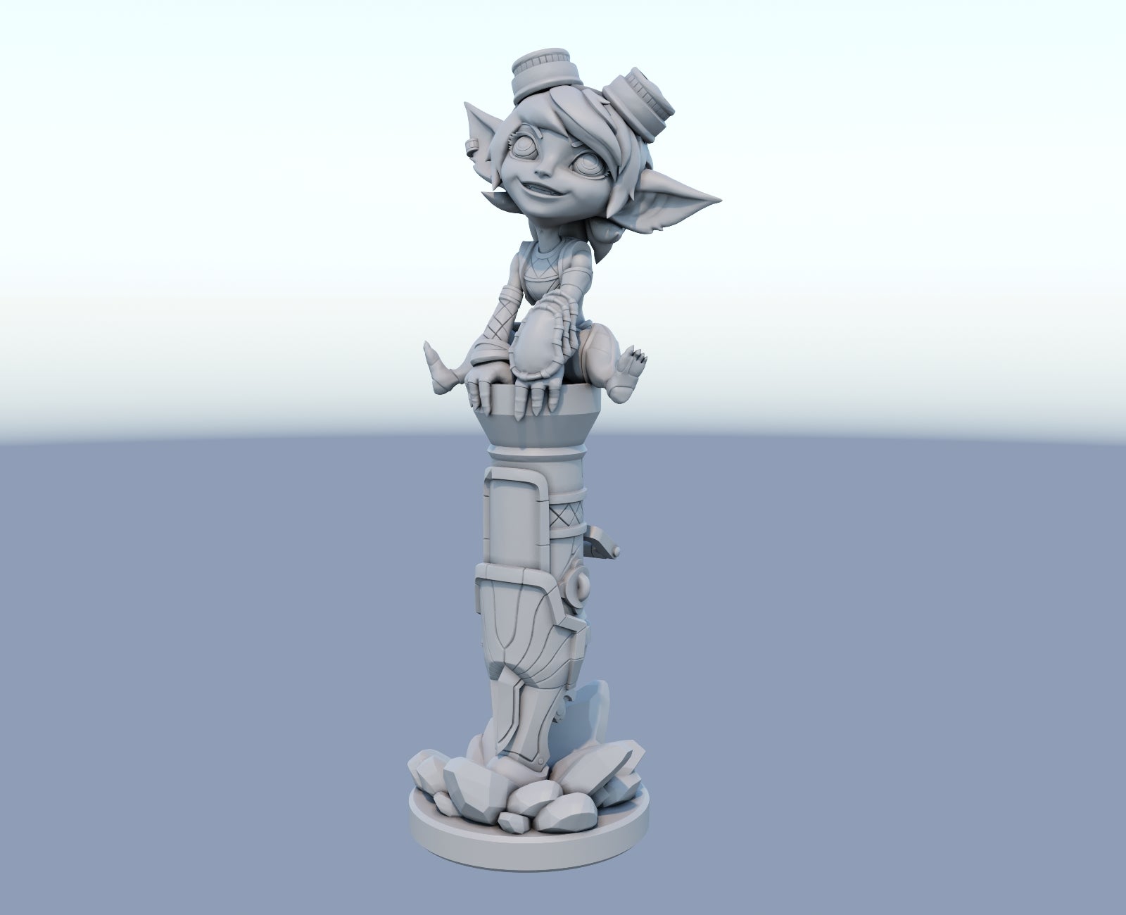 Tristana 3D-printed League of Legends champion figure. Decorate your gaming setup or home with your favorite League of Legends champion! Choose between the unpainted version, perfect for you to paint yourself, or the hand-painted version by a professional painter. Order your figure today!