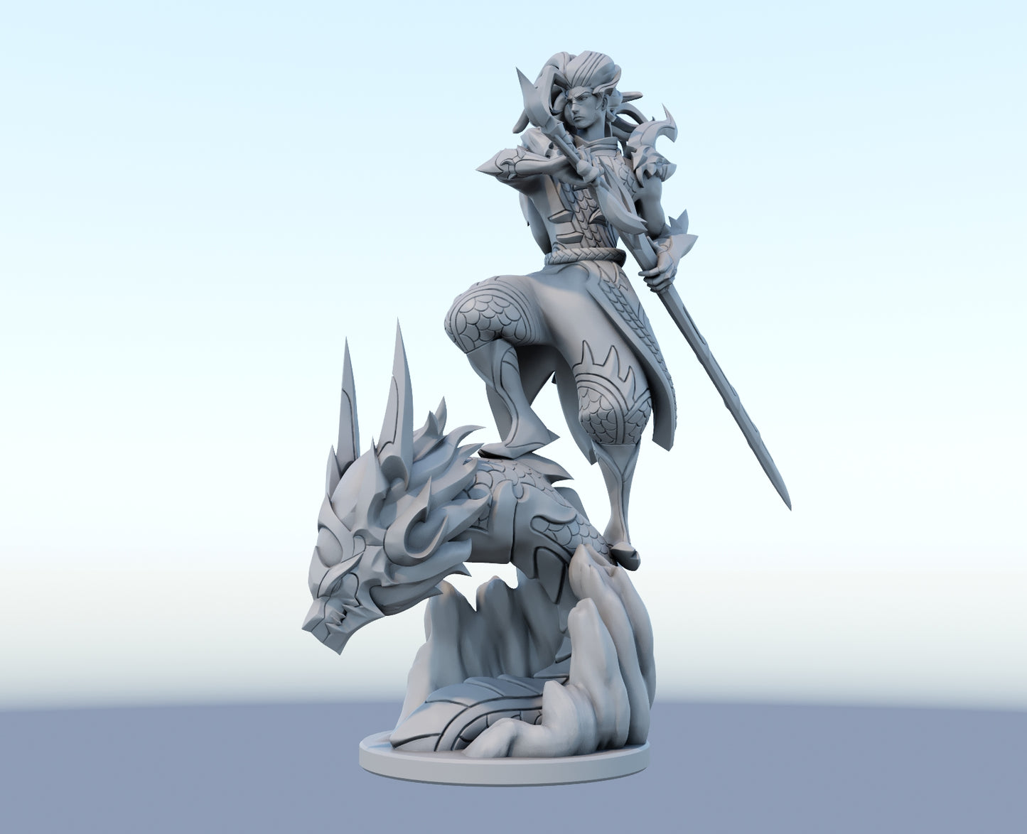 Yasuo Truth Dragon 3D-printed League of Legends champion figure. Decorate your gaming setup or home with your favorite League of Legends champion! Choose between the unpainted version, perfect for you to paint yourself, or the hand-painted version by a professional painter. Order your figure today!