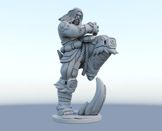 Udyr 3D-printed League of Legends champion figure. Decorate your gaming setup or home with your favorite League of Legends champion! Choose between the unpainted version, perfect for you to paint yourself, or the hand-painted version by a professional painter. Order your figure today!
