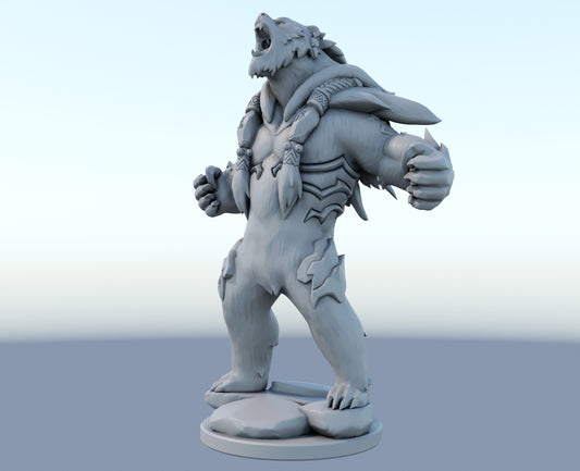 Volibear 3D-printed League of Legends champion figure. Decorate your gaming setup or home with your favorite League of Legends champion! Choose between the unpainted version, perfect for you to paint yourself, or the hand-painted version by a professional painter. Order your figure today!
