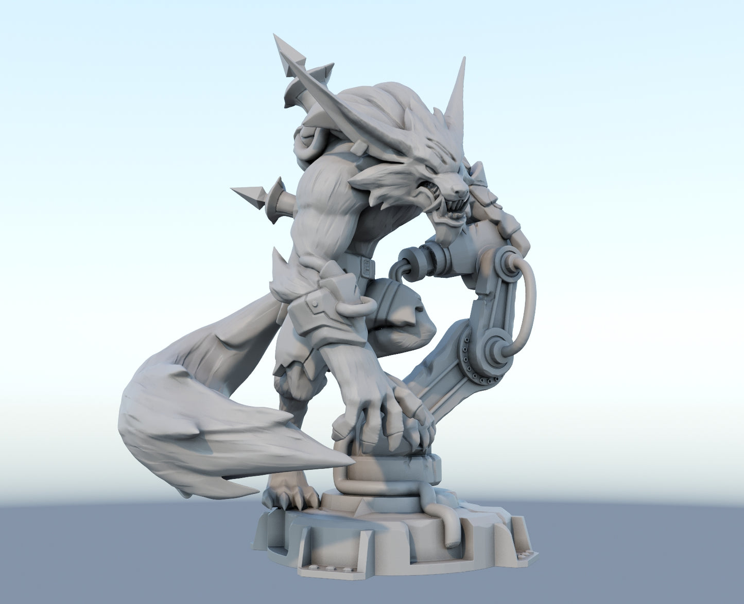 Warwick 3D-printed League of Legends champion figure. Decorate your gaming setup or home with your favorite League of Legends champion! Choose between the unpainted version, perfect for you to paint yourself, or the hand-painted version by a professional painter. Order your figure today!
