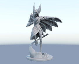 Xayah 3D-printed League of Legends champion figure. Decorate your gaming setup or home with your favorite League of Legends champion! Choose between the unpainted version, perfect for you to paint yourself, or the hand-painted version by a professional painter. Order your figure today!