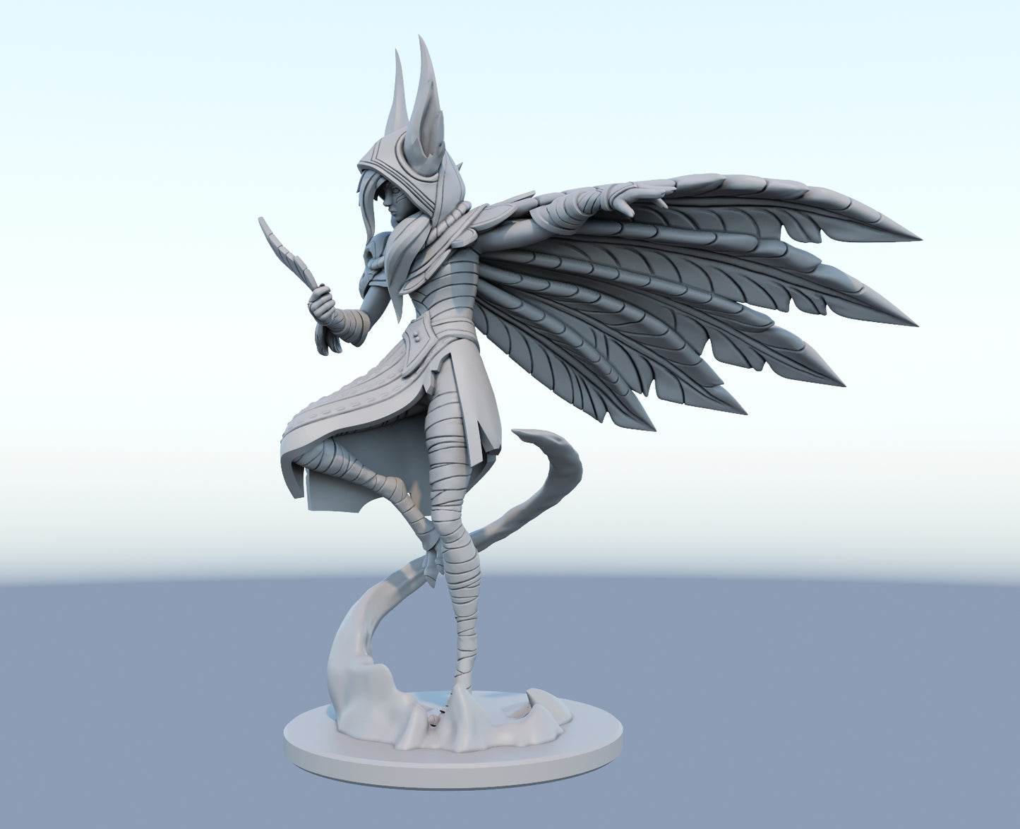 Xayah 3D-printed League of Legends champion figure. Decorate your gaming setup or home with your favorite League of Legends champion! Choose between the unpainted version, perfect for you to paint yourself, or the hand-painted version by a professional painter. Order your figure today!