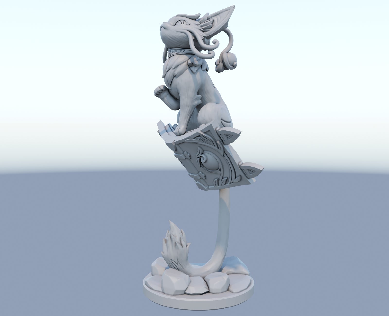 Yuumi 3D-printed League of Legends champion figure. Decorate your gaming setup or home with your favorite League of Legends champion! Choose between the unpainted version, perfect for you to paint yourself, or the hand-painted version by a professional painter. Order your figure today!