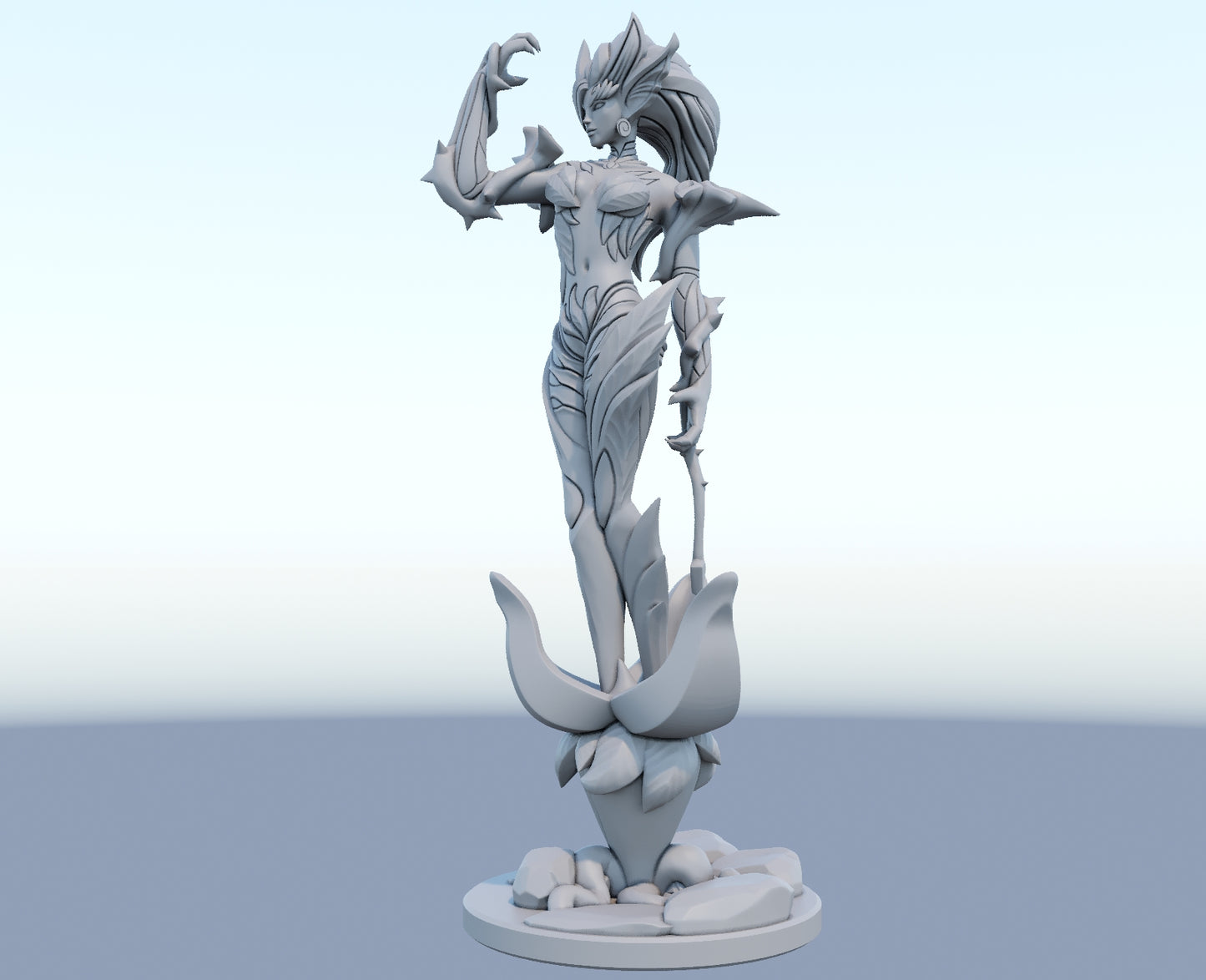 Zyra 3D-printed League of Legends champion figure. Decorate your gaming setup or home with your favorite League of Legends champion! Choose between the unpainted version, perfect for you to paint yourself, or the hand-painted version by a professional painter. Order your figure today!